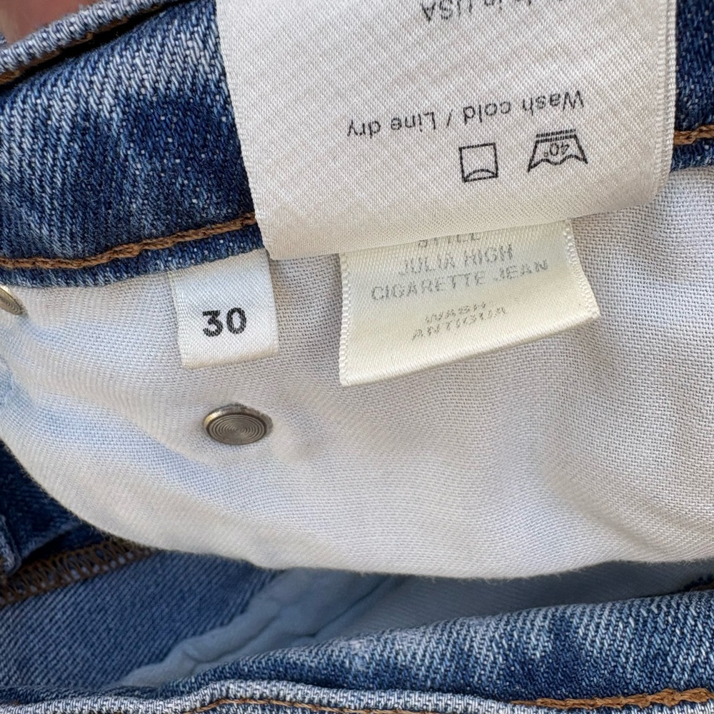 Reformation The Julia High Rise Cigarette Jean in Wash Antigua Denim Size 30 - Picture 6 of 7